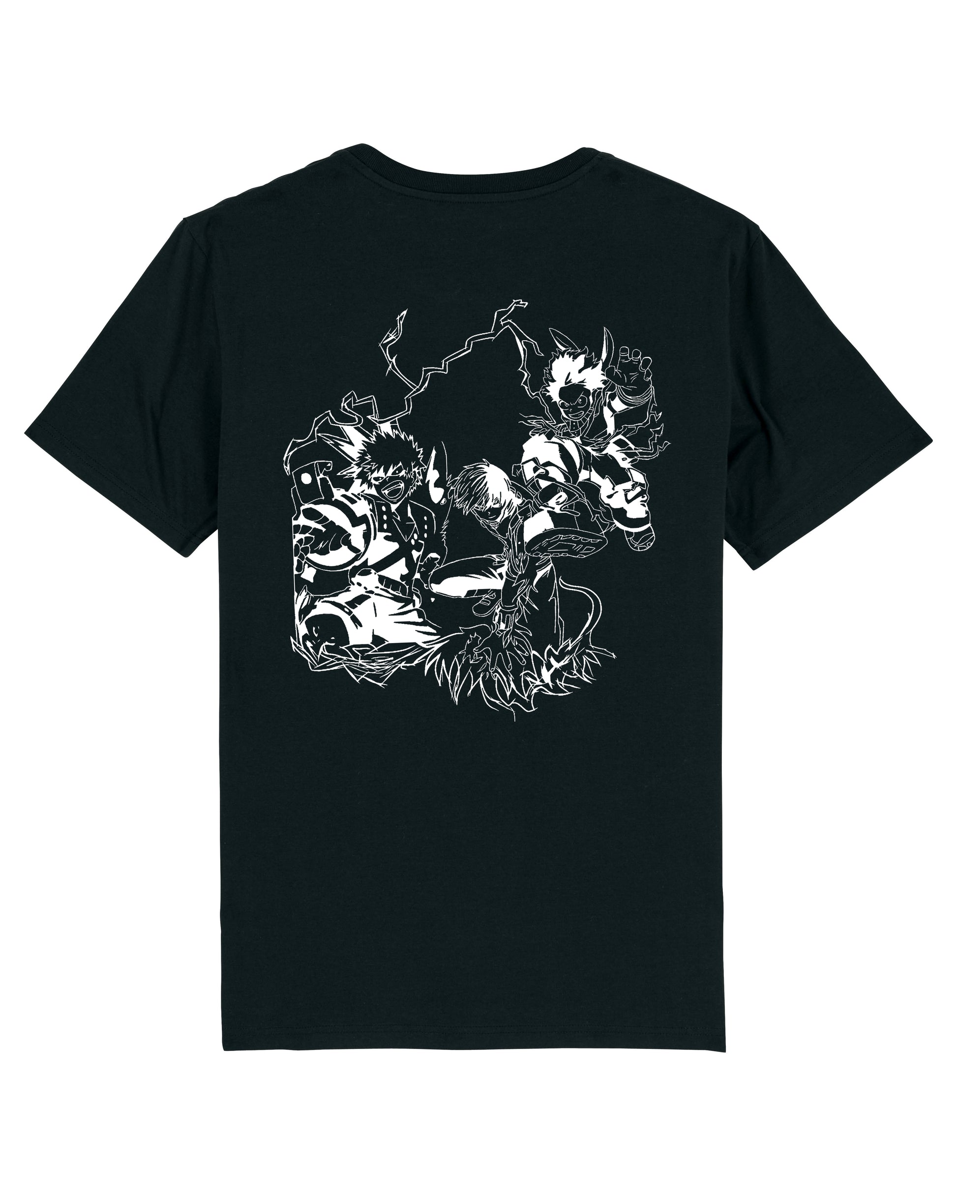 T-shirt Bakugo Katsuki, Shoto Todoroki et Izuku Midoriya de l'anime My Hero Academia - NOIR