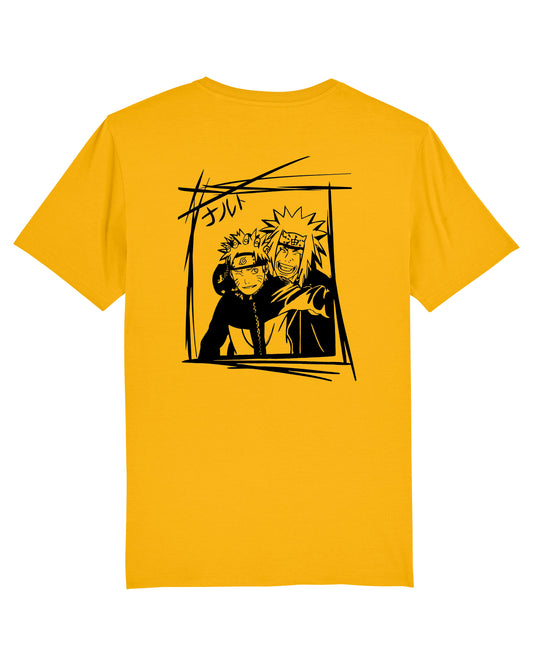 T-shirt anime Naruto avec Jiraya et Naruto Uzumaki - JAUNE