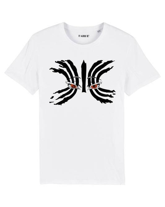 T-shirt anime Demon Slayer avec illustration des yeux d'Akaza - BLANC