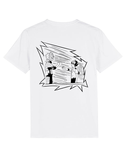 T-shirt My Hero Academia avec dessin de All Might et Deku - BLANC