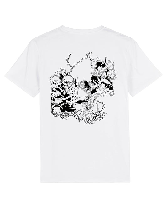 T-shirt Bakugo Katsuki, Shoto Todoroki et Izuku Midoriya de l'anime My Hero Academia - BLANC