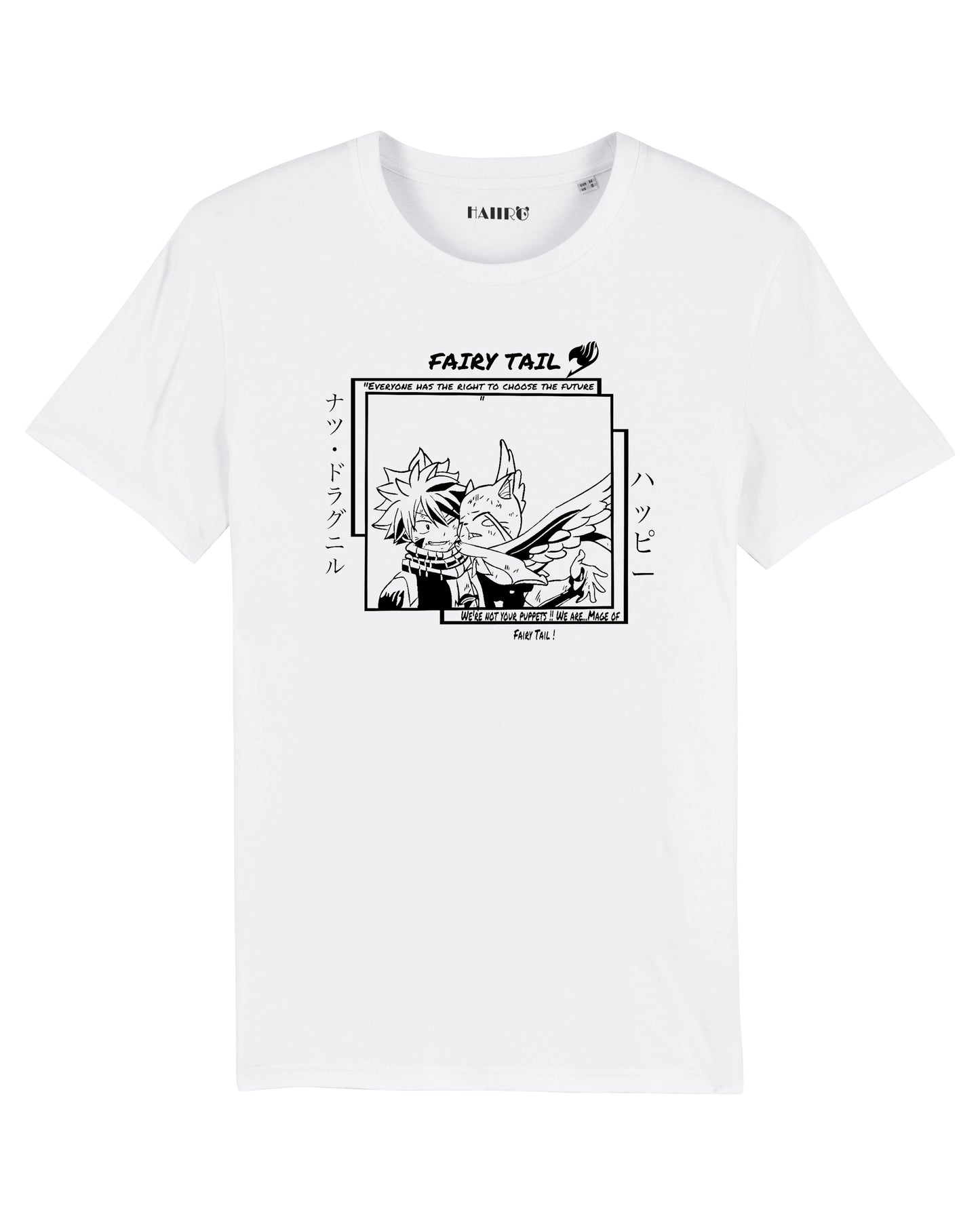 T-shirt Natsu Dragnir et Happy de Fairy Tail - BLANC