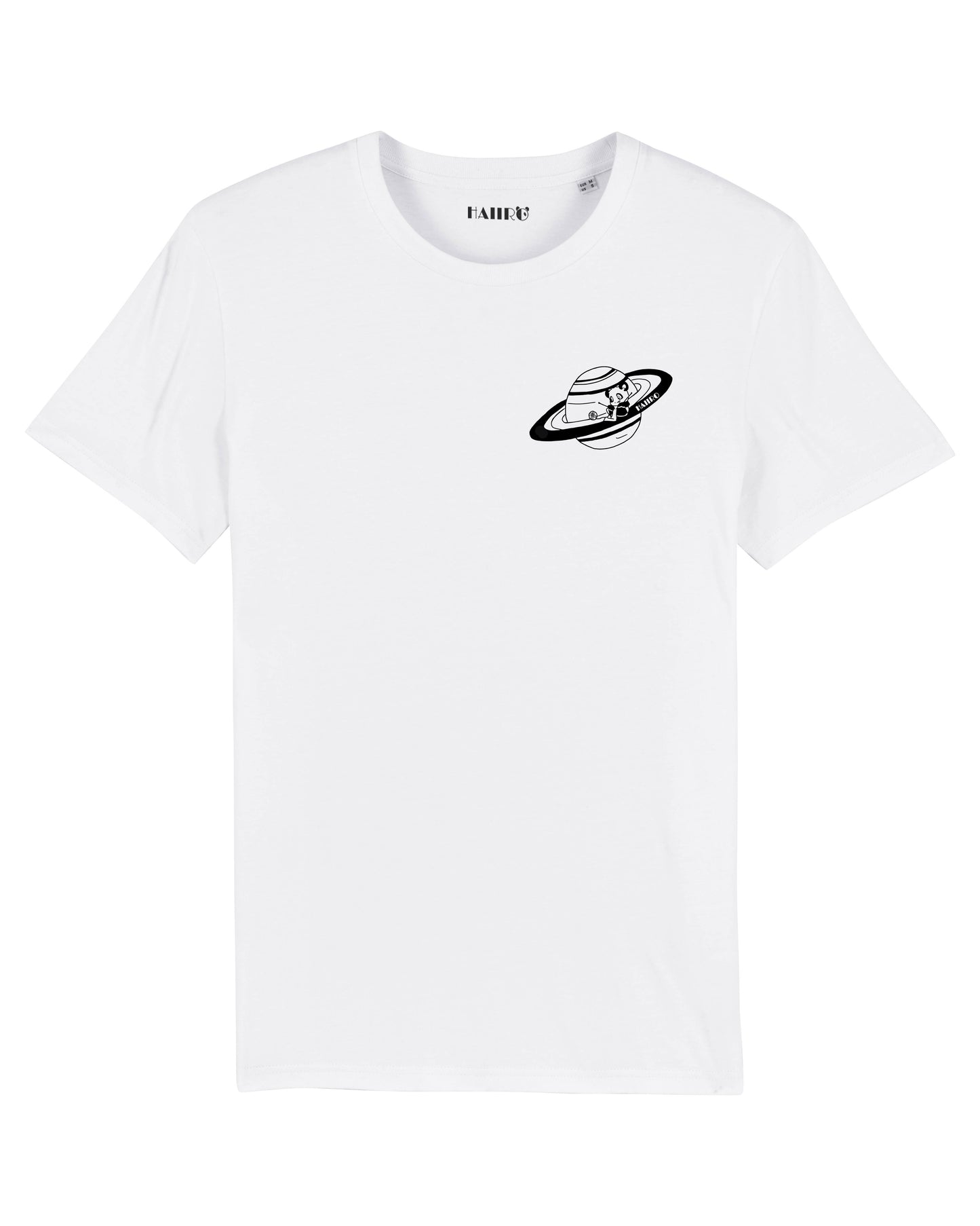 T-shirt Panda tricotant sur les anneaux de Saturne - BLANC