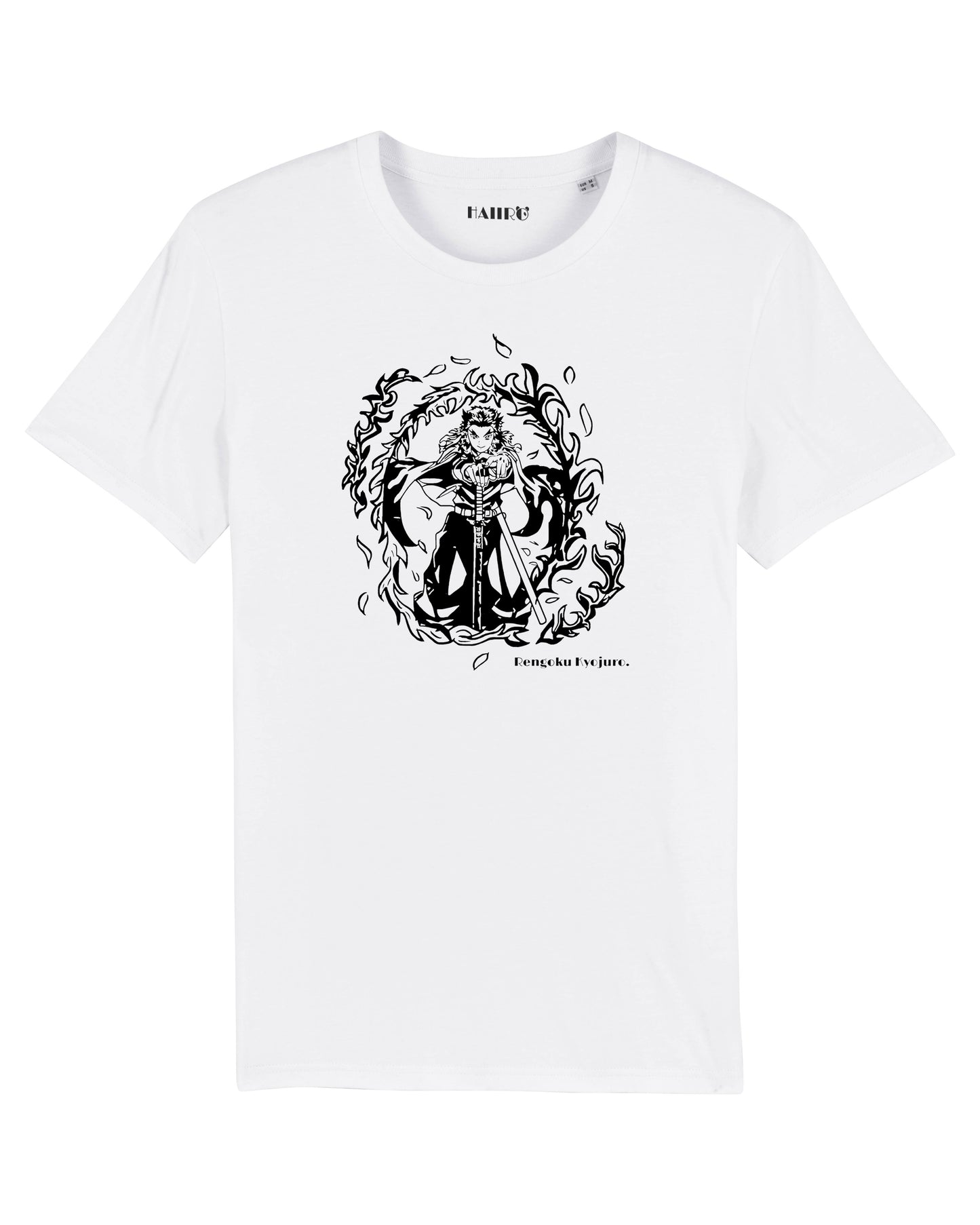 T-shirt Rengoku Kyojuro de l'anime Demon Slayer Kimetsu no Yaiba - BLANC