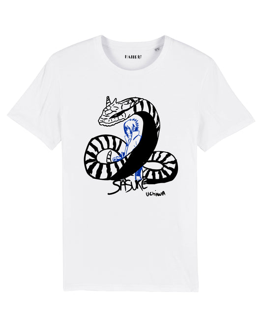 T-shirt Sasuke Uchiha et Manda de l'anime Naruto - BLANC